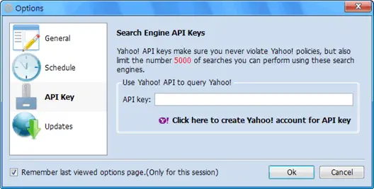 Lisää Yahoo API Key